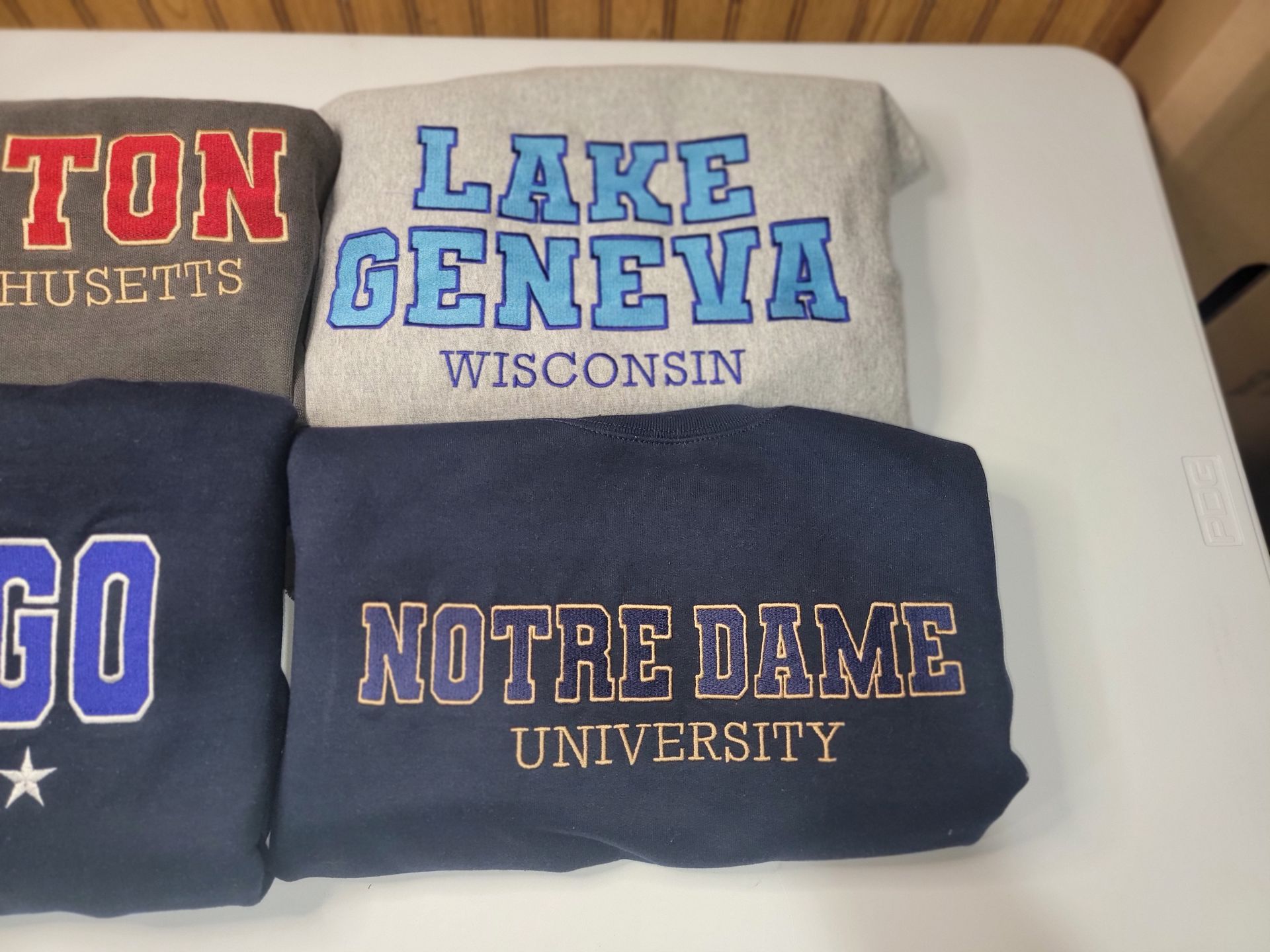 Custom Two Color Embroidered Varsity Style Sweatshirt or Hoodie. Personalized