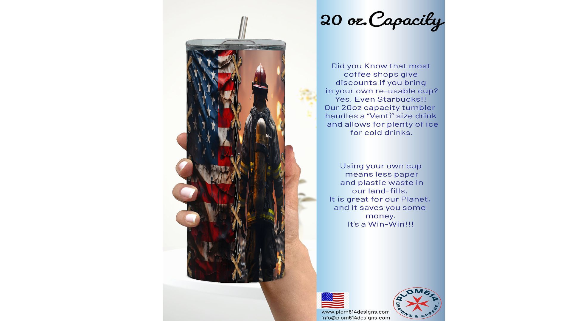 American Firefighter Version 3 Tumbler - 20 oz Tumbler