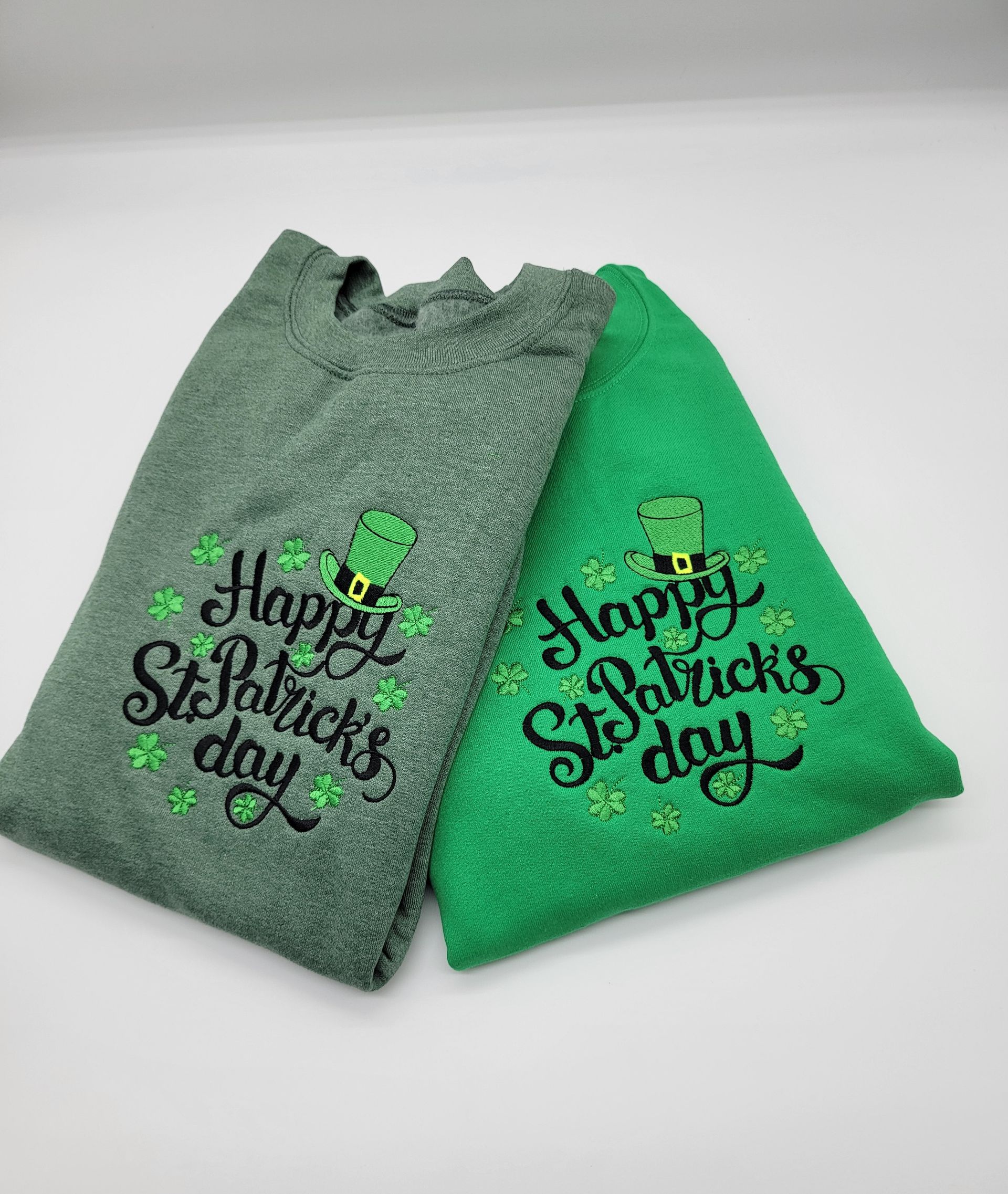Happy St. Patricks Day Embroidered Sweatshirt or Hoodie