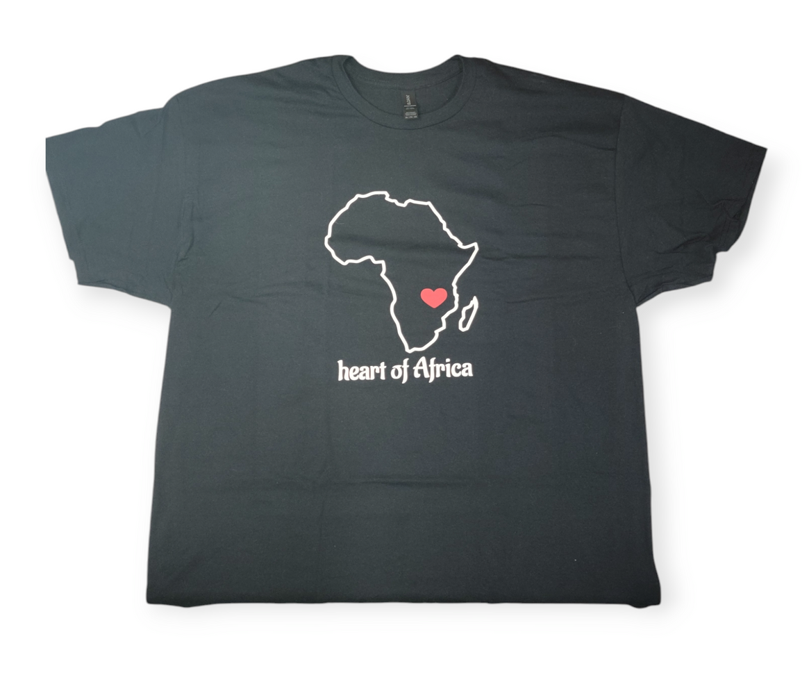 A black t-shirt that says heart of africa