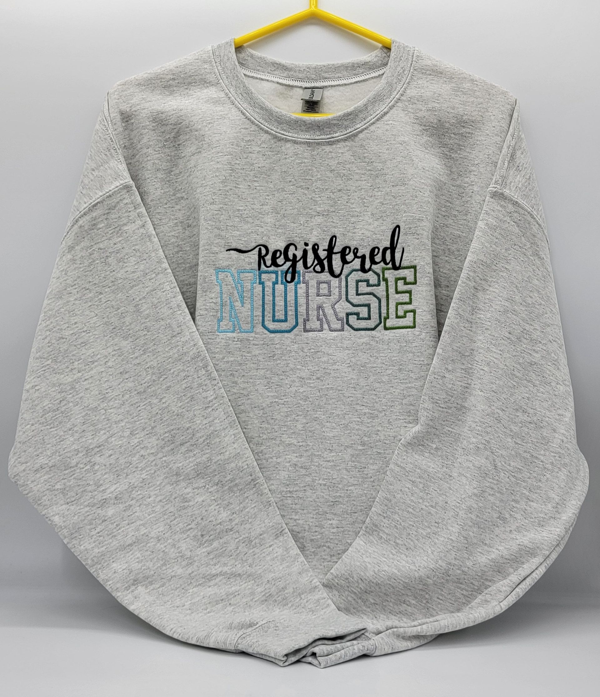 Personalized NURSE Multicolored Embroidered Crewneck NURSE Sweatshirt or Hoodie, Personalized Nurse, EN, LPN Etc.
