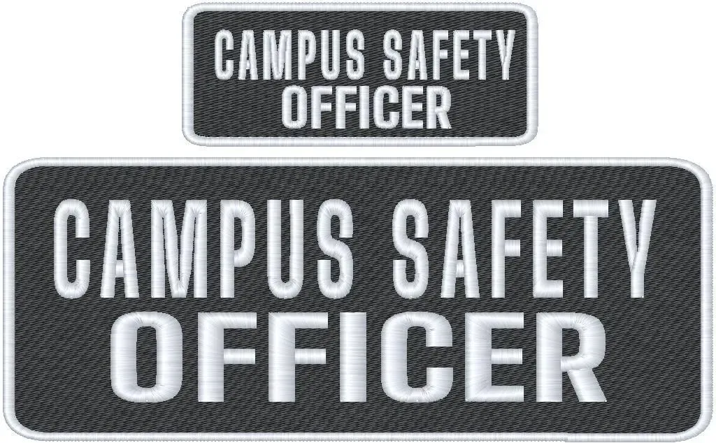 Campus Safety Officer Patch Set: Hook Backing, Black Background,White Letters