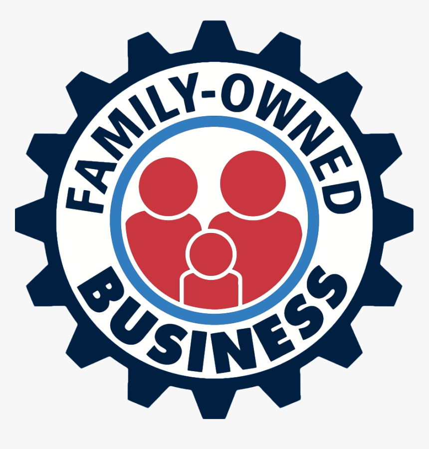 A family owned business logo in the shape of a gear