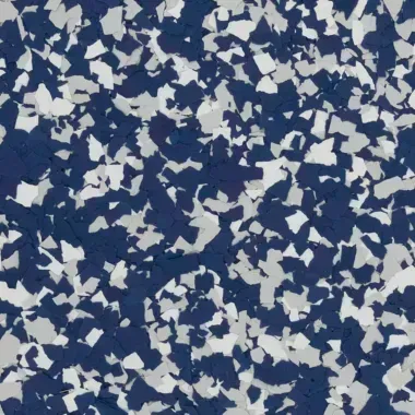 Blue and gray speckled flooring.