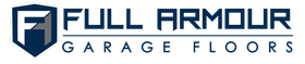 Logo of Full Armour Garage Floors; blue and grey color scheme with a stylized letter F.