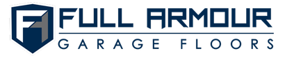 Logo of Full Armour Garage Floors; blue and grey color scheme with a stylized letter F.