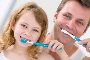 Father and Daughter Brushing their Teeth - All Valley Smiles , Ilion, NY