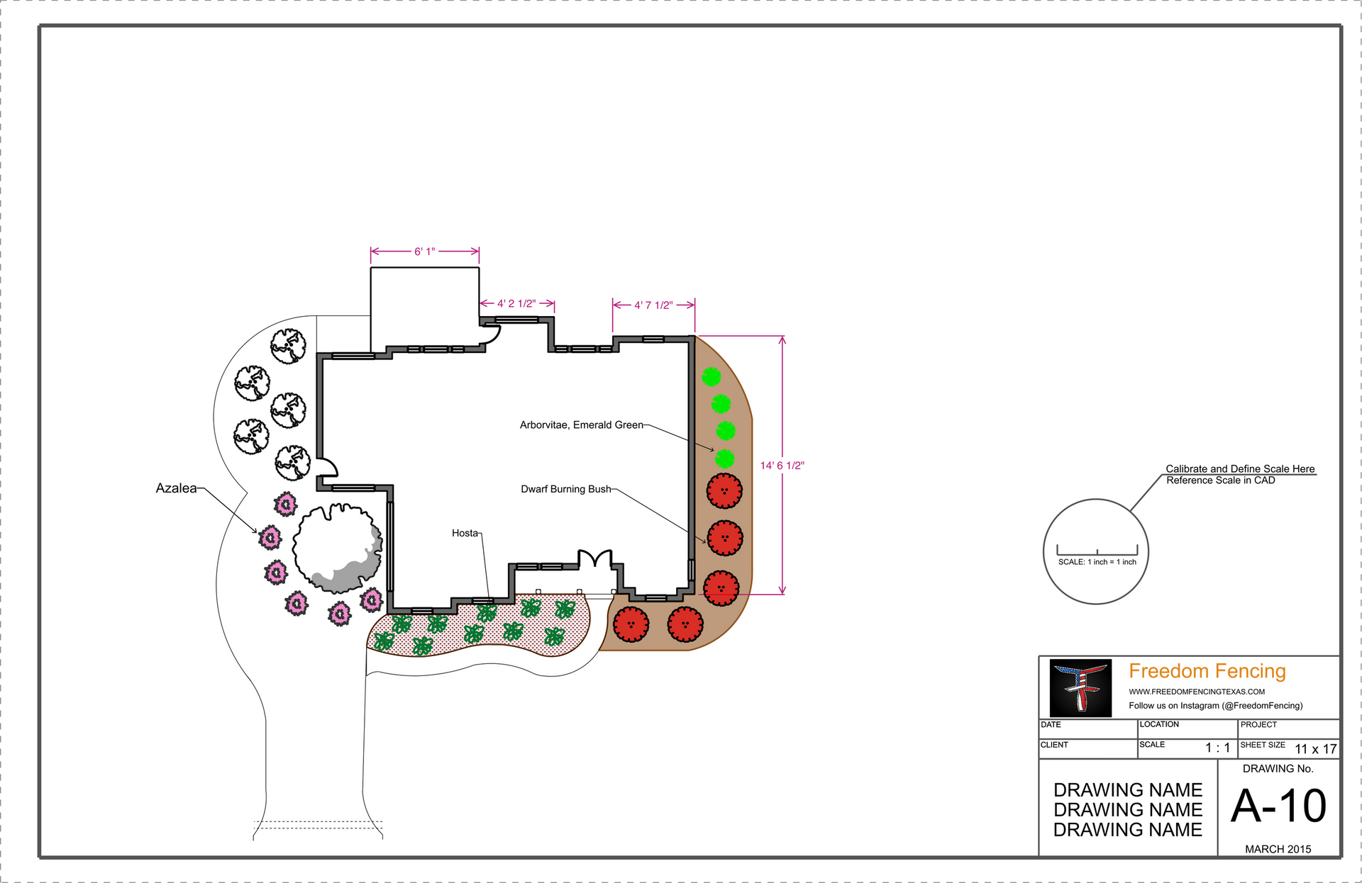 A floor plan of a house with a landscape design.