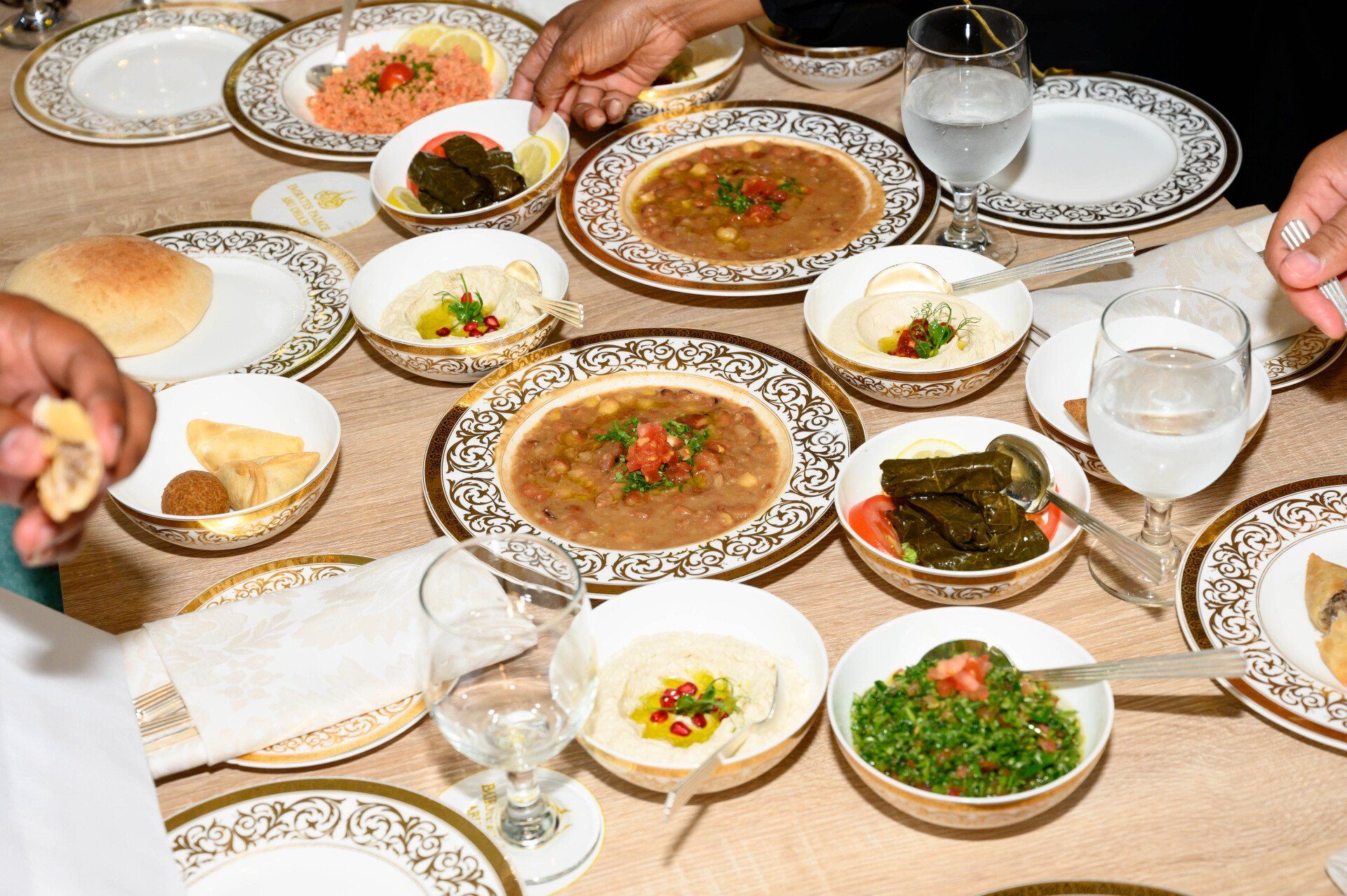 Catered dinner table