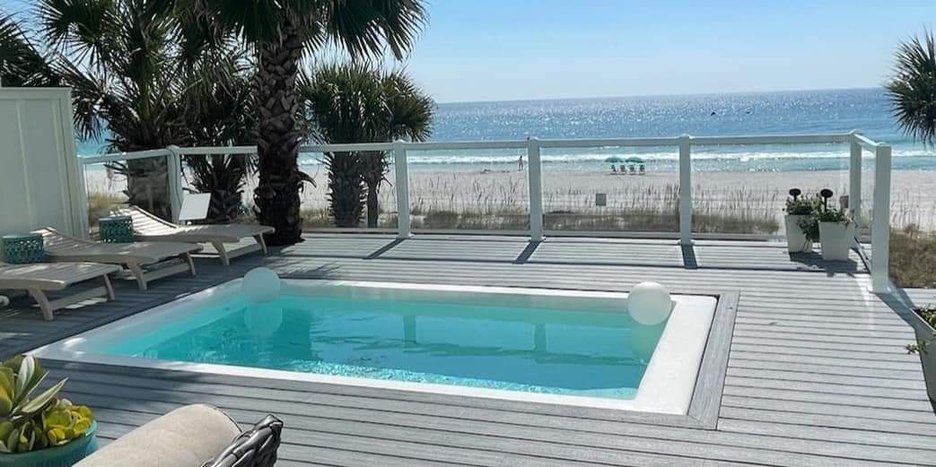 Newly Installed Handrails On The Swimming Pool | Panama City, FL | Dan’s Aluminum