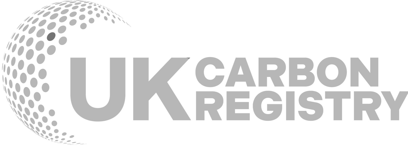 The logo for the uk carbon registry is a gray circle with dots on it.