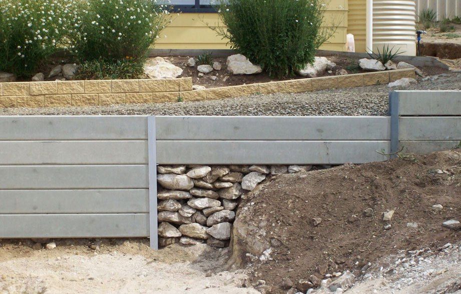 retaining wall in progress