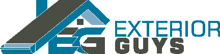 the logo for exterior guys shows a house with a chimney .