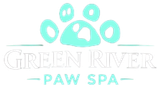 Green River Paw Spa logo: turquoise paw print, text 