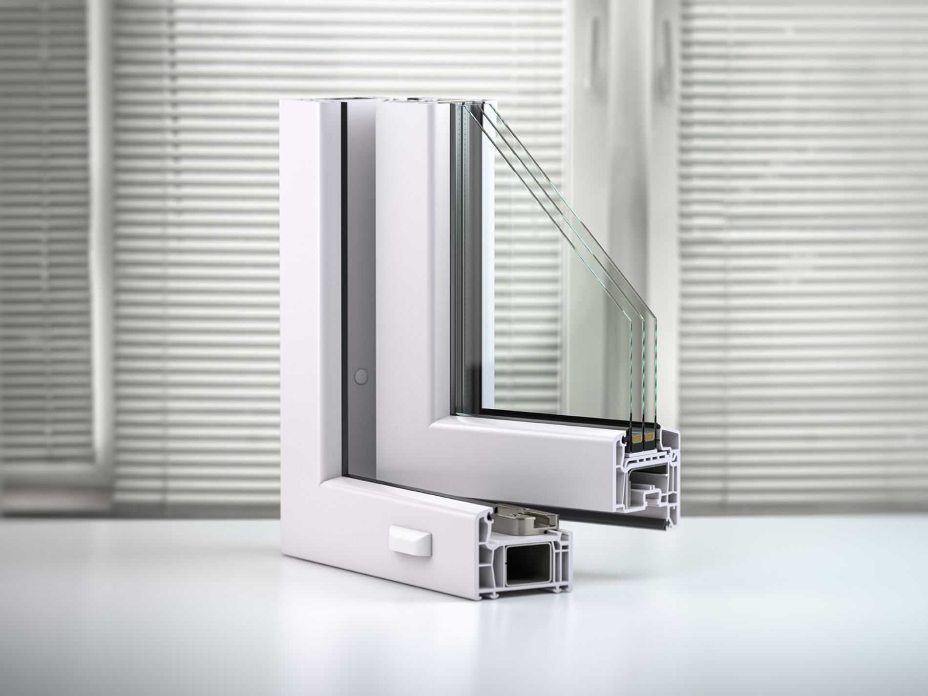 sezione di infisso di finestre in pvc