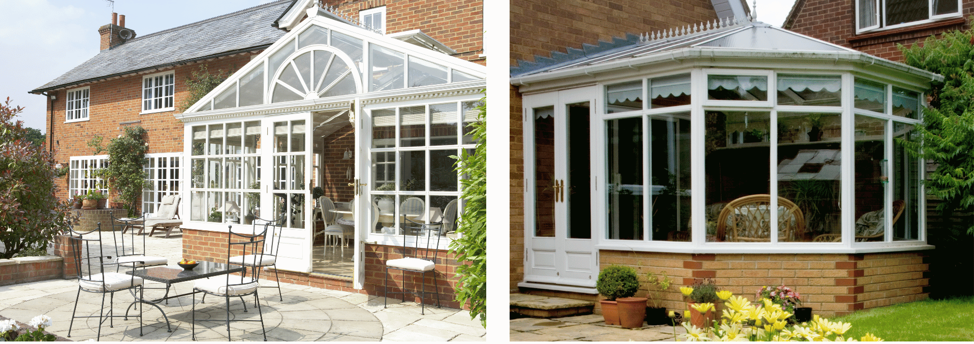 A picture of a house and a picture of a conservatory