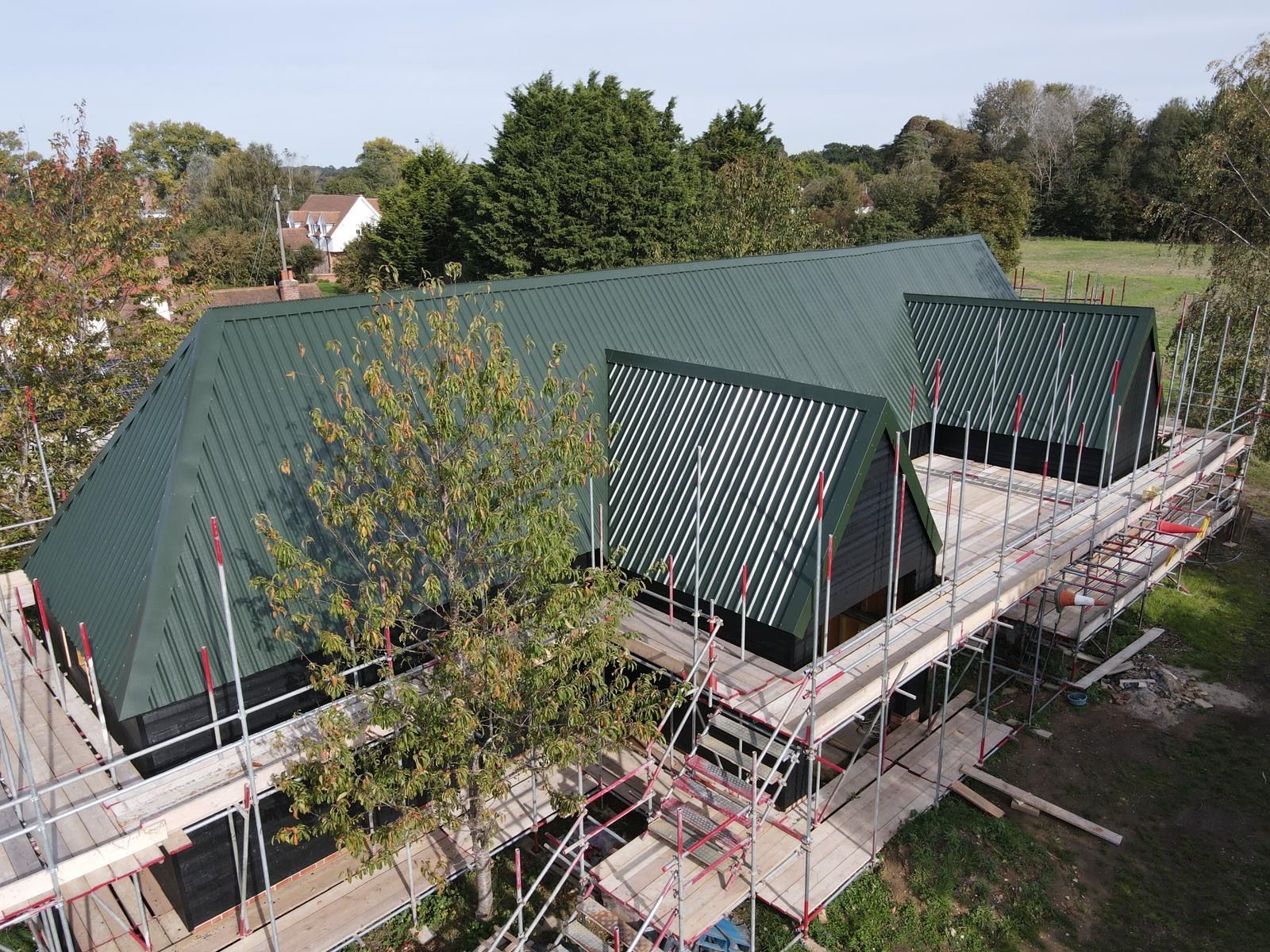 Green sheet metal roof