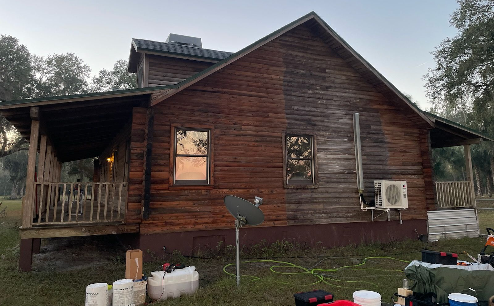 Log cabin outside cleaning