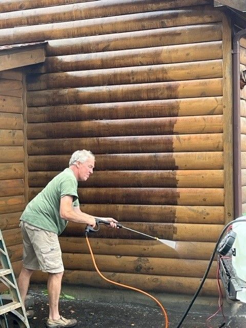 Log cabin outside cleaning