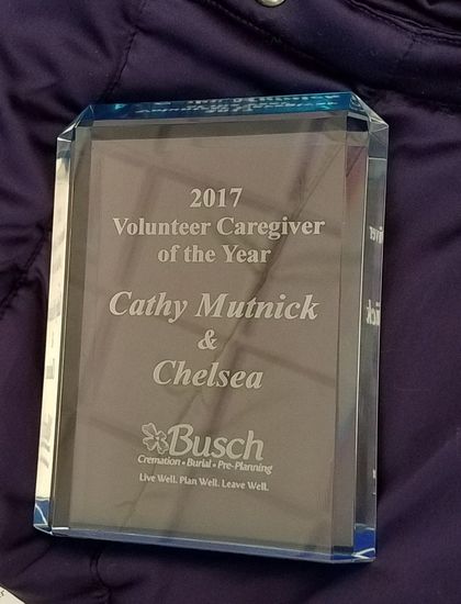 Hospice of the Western Reserve Therapy Dog Team Award.