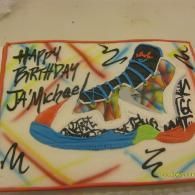 Colorful birthday cake with a sneaker design and