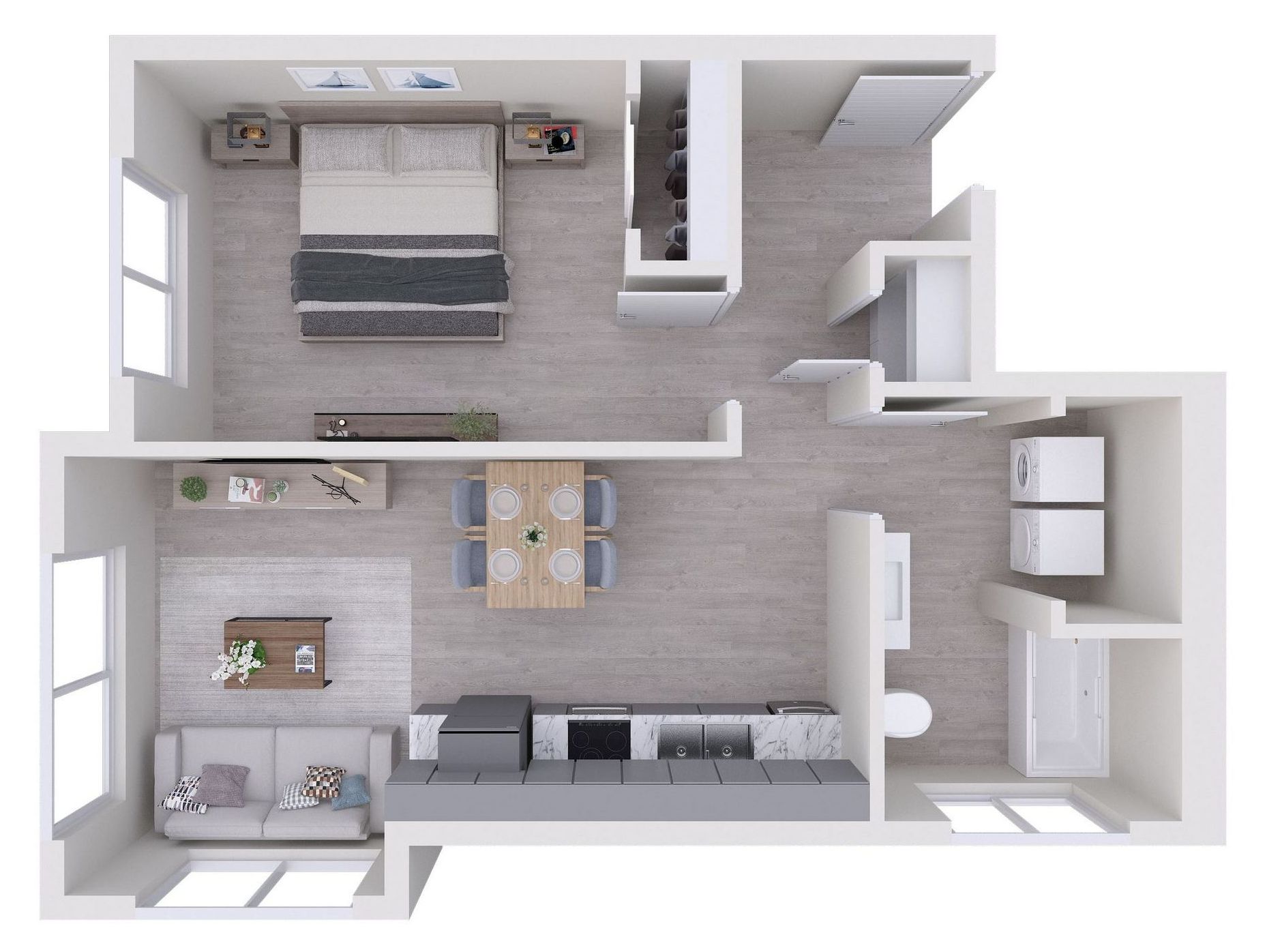 The Jersey One Bedroom and One Bathroom Floor Plan