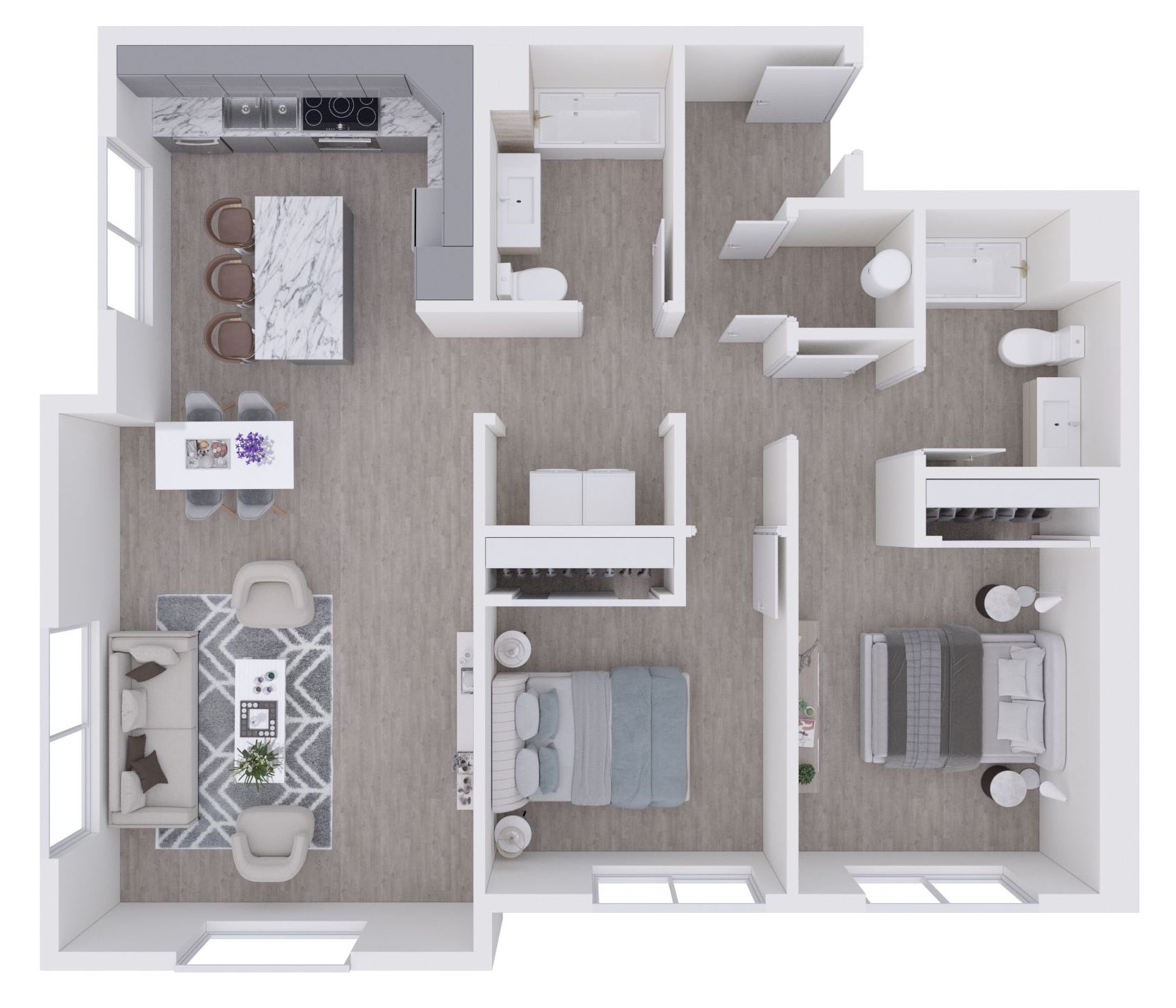 The Legacy Two Bedroom and Two Bathroom Floor Plan