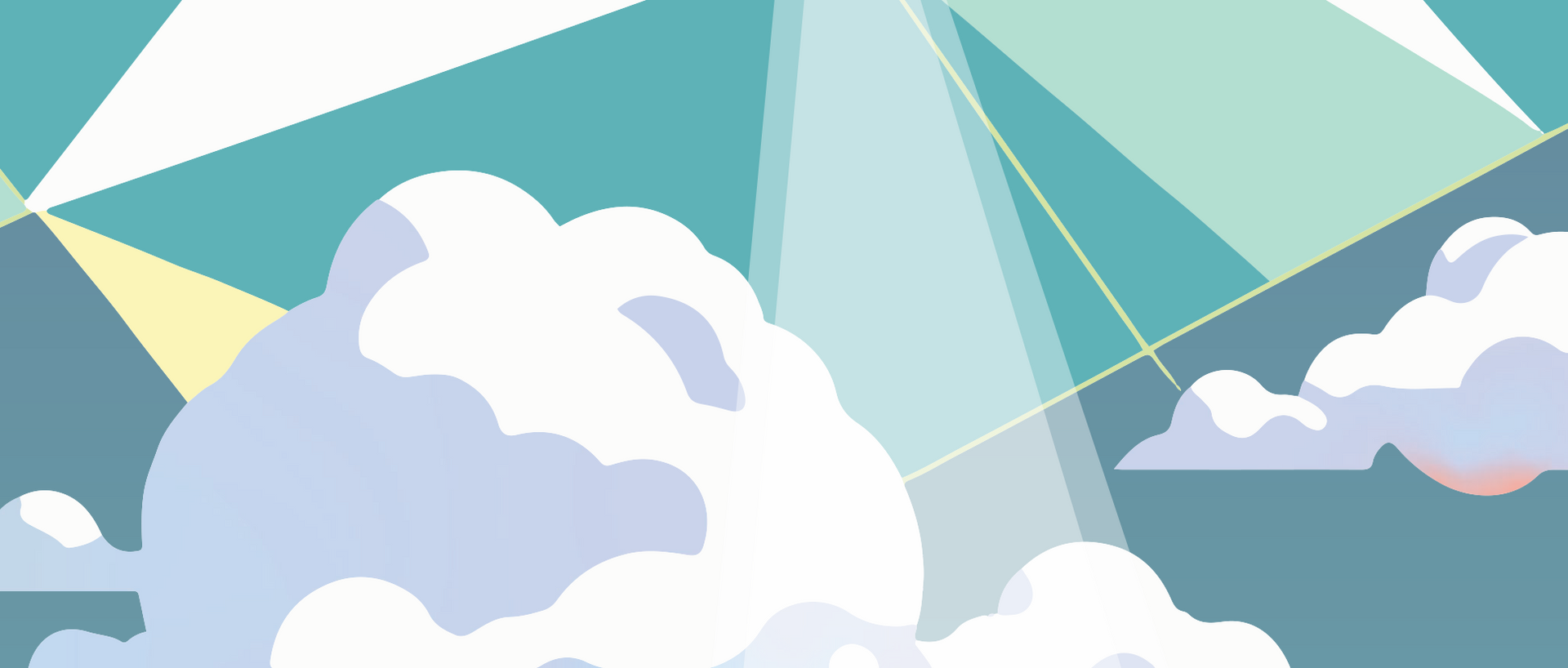 An illustration of sun shining through clouds