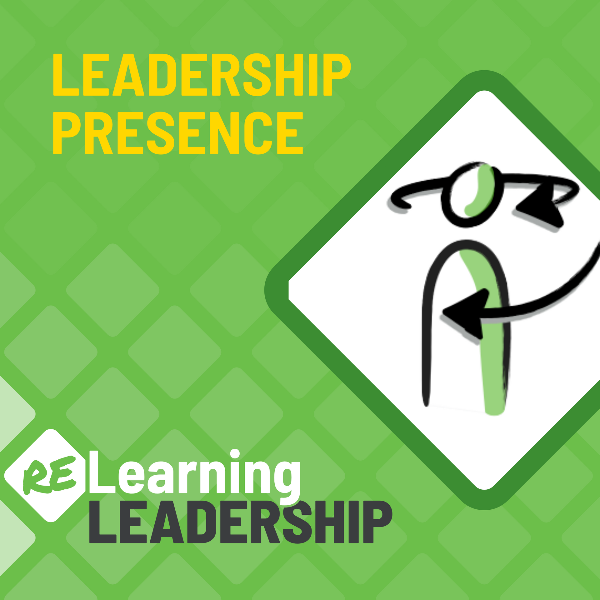 A leadership presence learning leadership poster with a stick figure