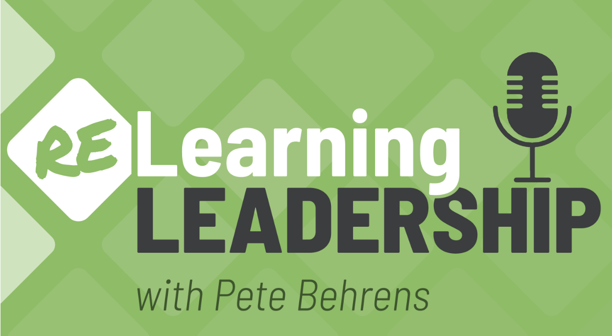 The logo for relearning leadership with pete behrens