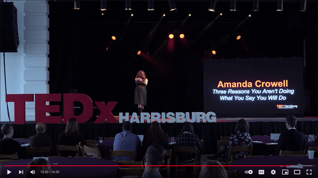 A screenshot of Amanda Crowell's TEDx Talk on YouTube.