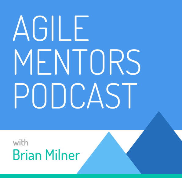 A logo for agile mentors podcast with brian milner