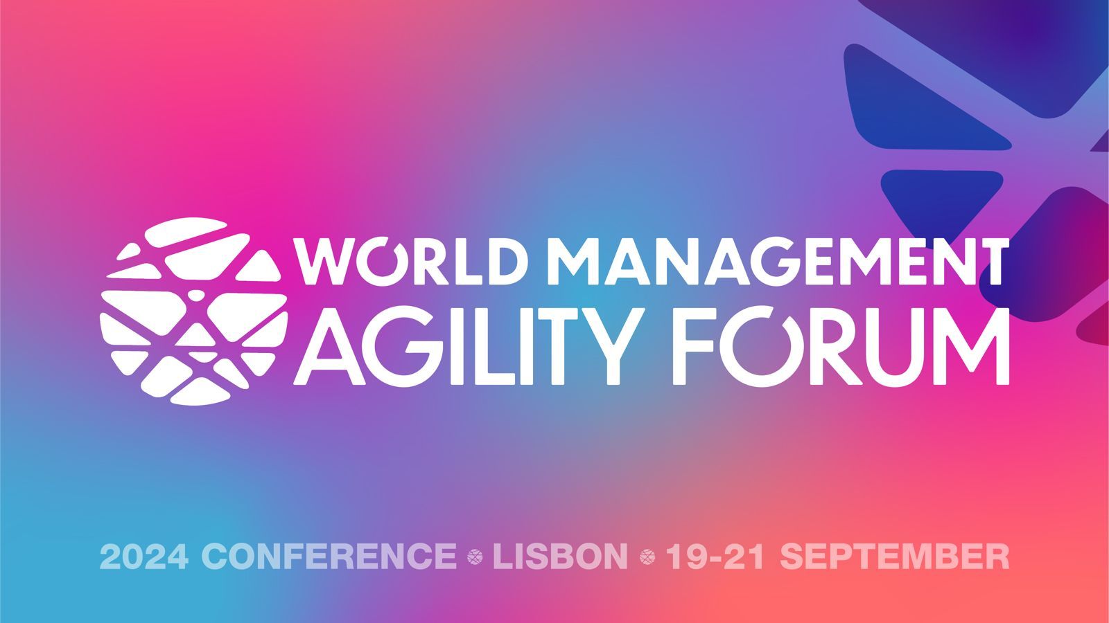 Brightly multicolored graphic for World Management Agility Forum