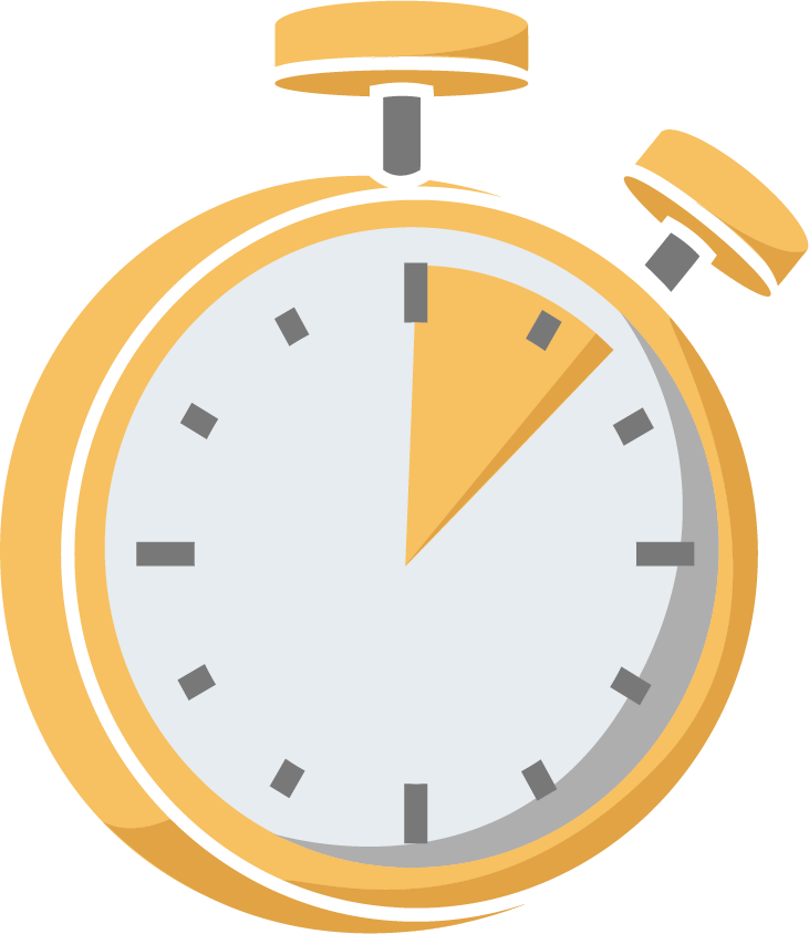 Yellow stopwatch showing approximately 5 minutes elapsed.
