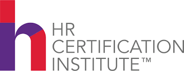 The logo for the hr certification institute is purple and red.