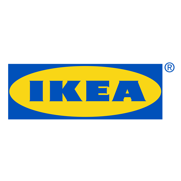 A blue and yellow ikea logo on a white background