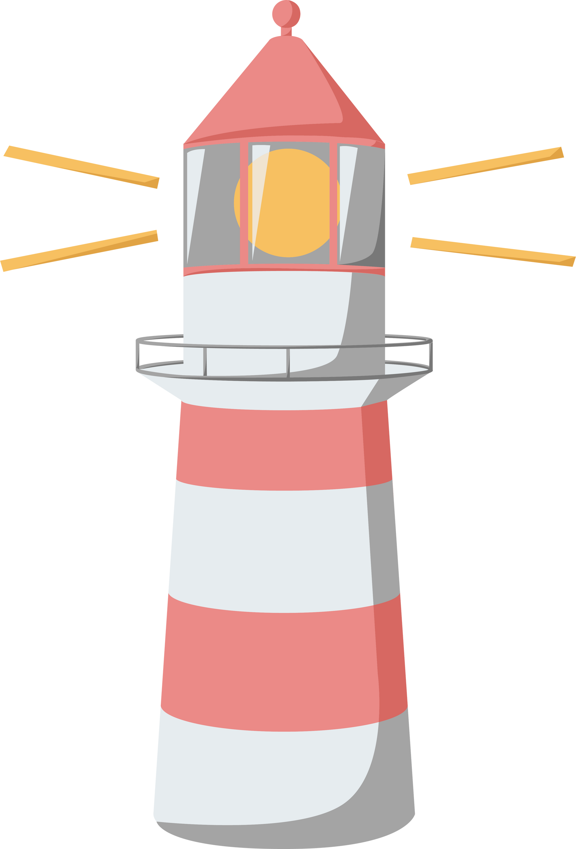 A cartoon illustration of a red and white striped lighthouse.