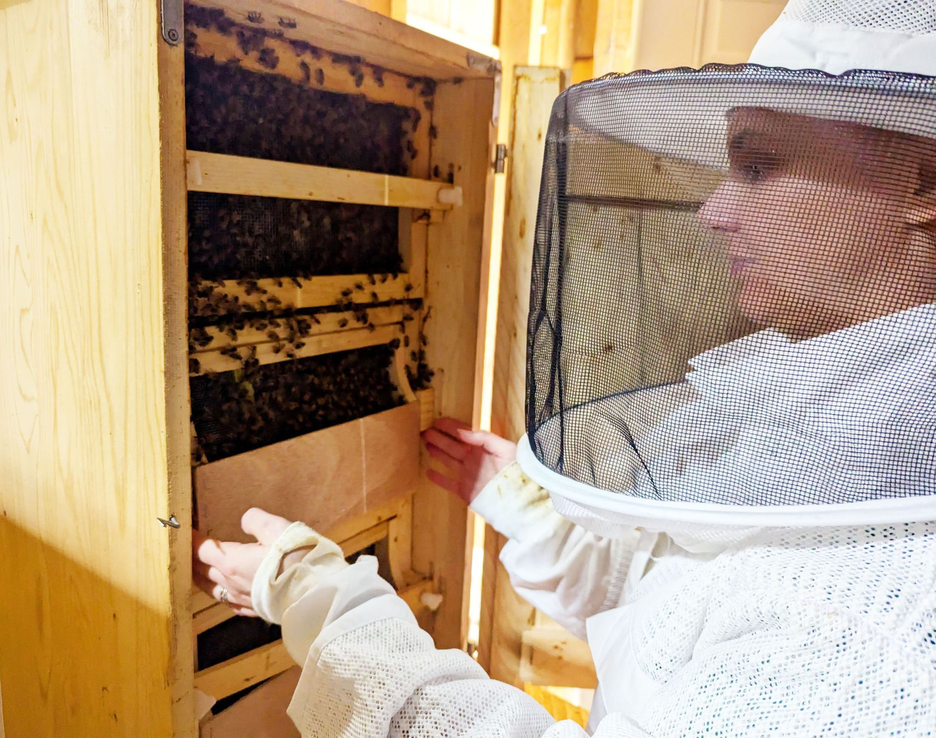 ALJ Guide Katharine Bodan tends to her beehives