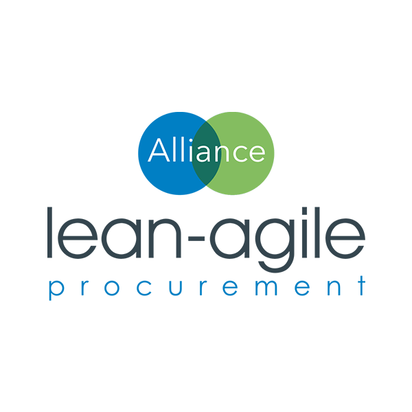 The logo for lean-agile procurement is blue and green