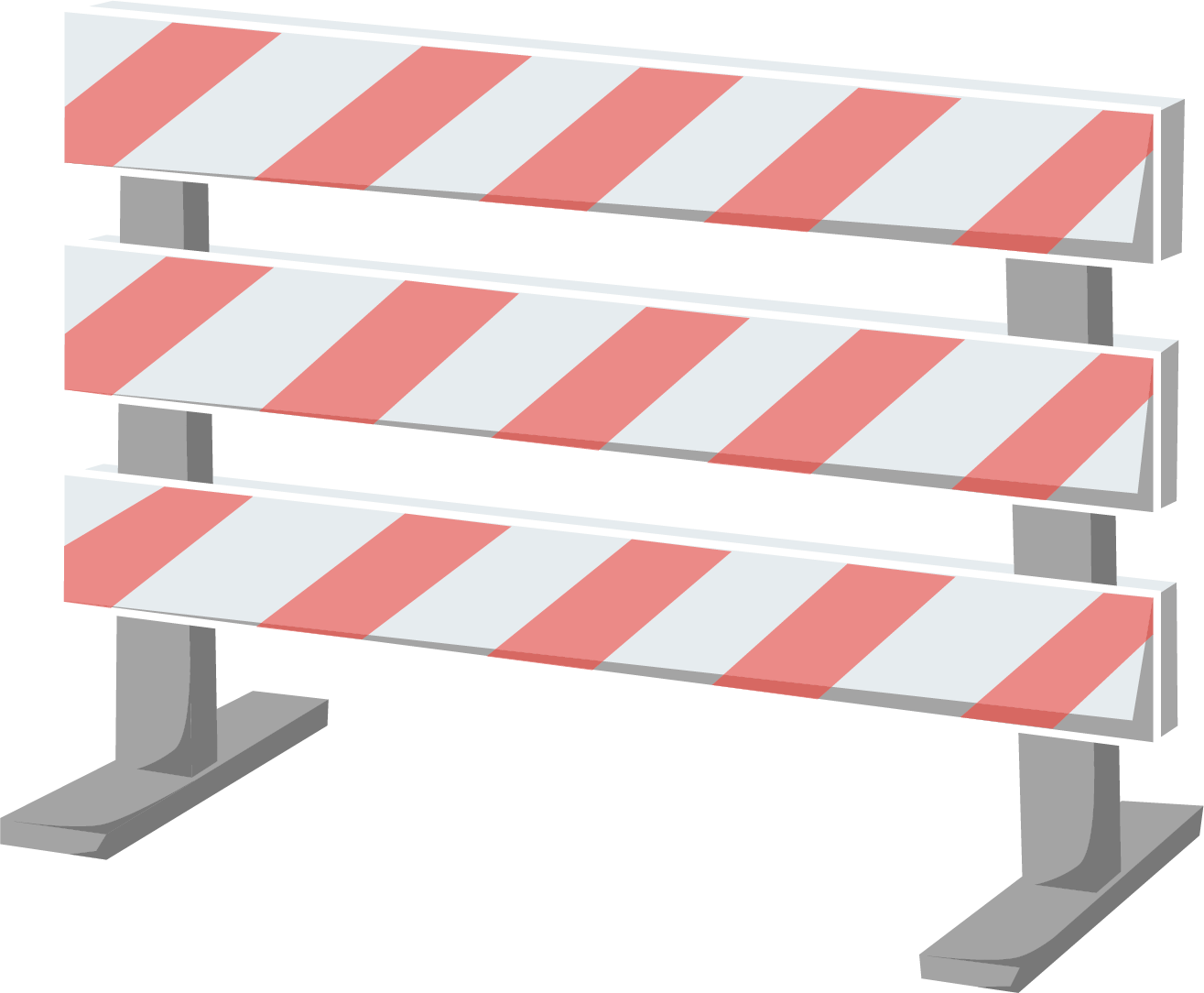Road barrier with white and red stripes.