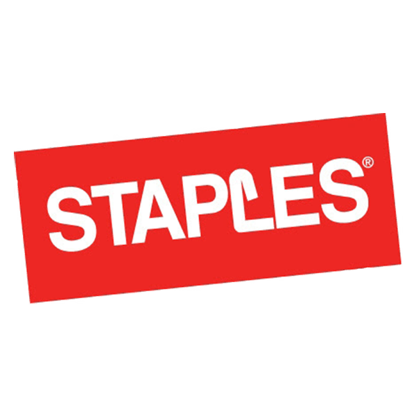 A red staples logo on a white background