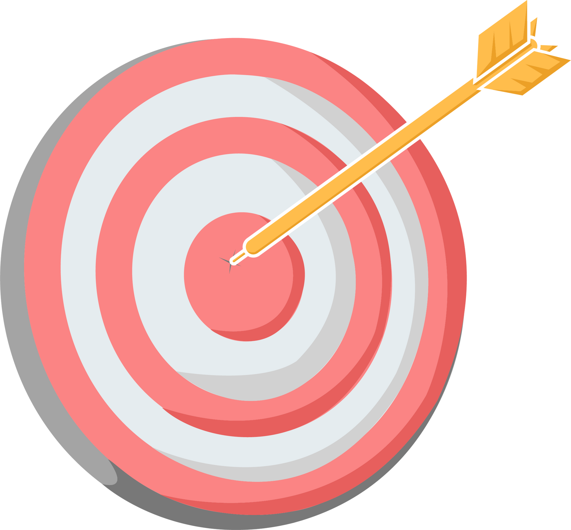 A red and white target with an arrow in the center.