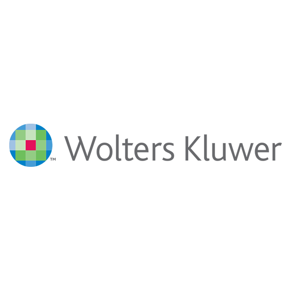The wolters kluwer logo has a checkered circle in the middle.