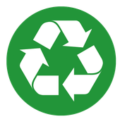 a recycling symbol in a green circle on a white background .