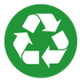 a recycling symbol in a green circle on a white background .