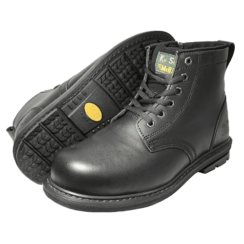 KS MIB-M6001真皮寬楦鋼頭安全鞋-黑色