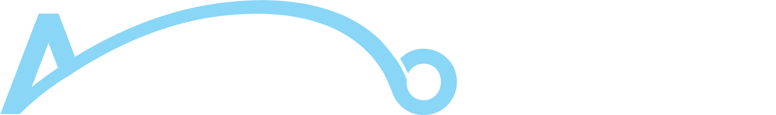 A light blue icon depicting a stylized, abstract curved line with a triangular point at one end and a circular loop at the other.