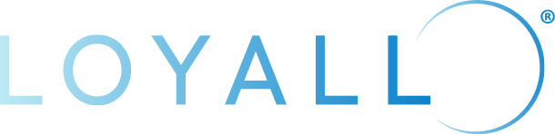 The LOYALL logo in light blue, featuring the text 
