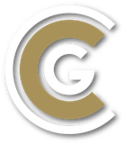 A logo featuring a white letter 