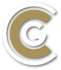 Logo featuring a white letter 